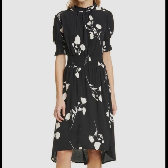 ba&sh Dresses & Skirts - ba&sh Black and White Floral High Low Dress Dark Romantic